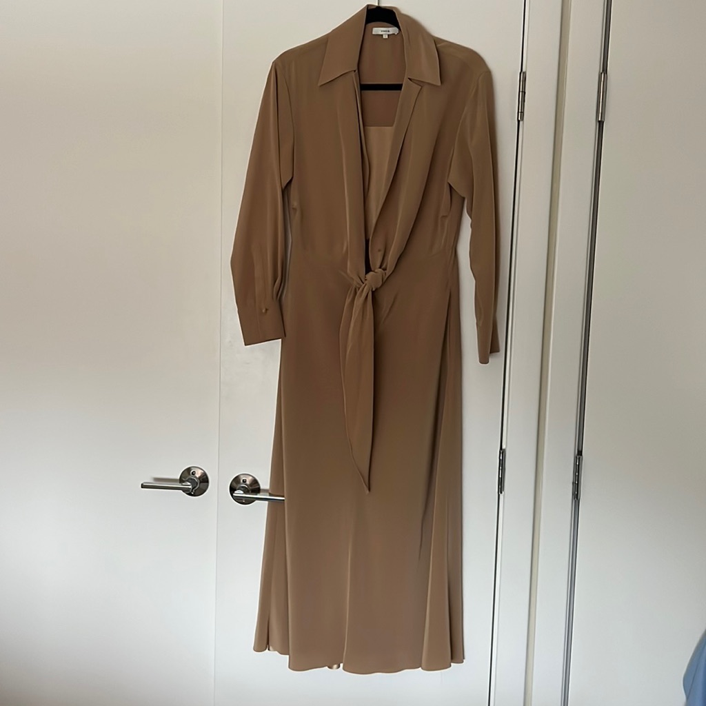 Vince Long Sleeved Tie Front Dress